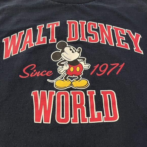 Vtg Walt Disney World Since 1971 Mickey Mouse T Shirt Blue Medium Short Sleeve - Picture 2 of 6